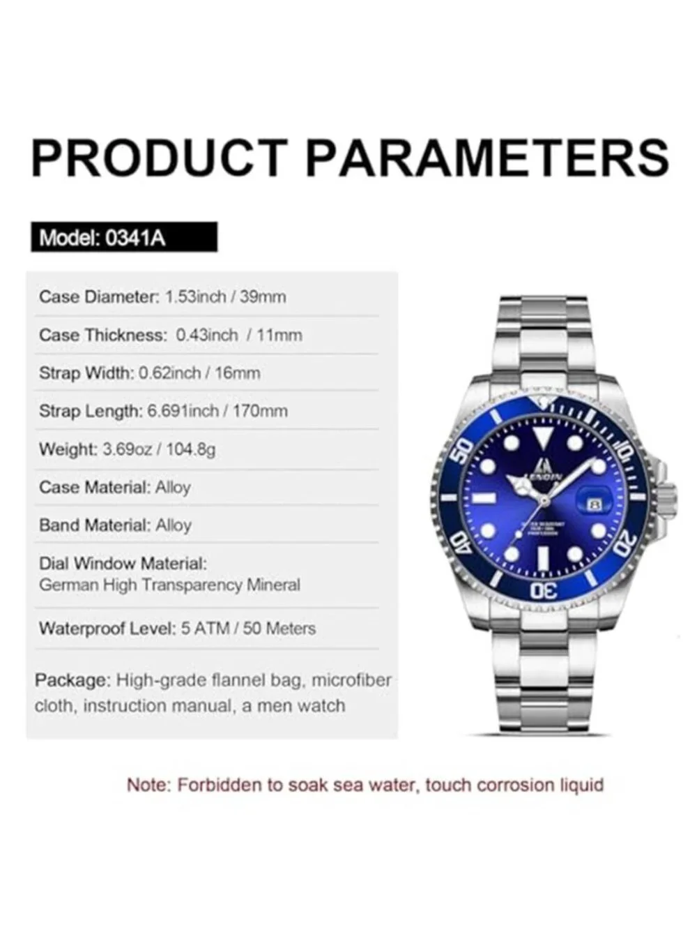 Men Watches Stainless Steel Waterproof Analog Quartz Wristwatch